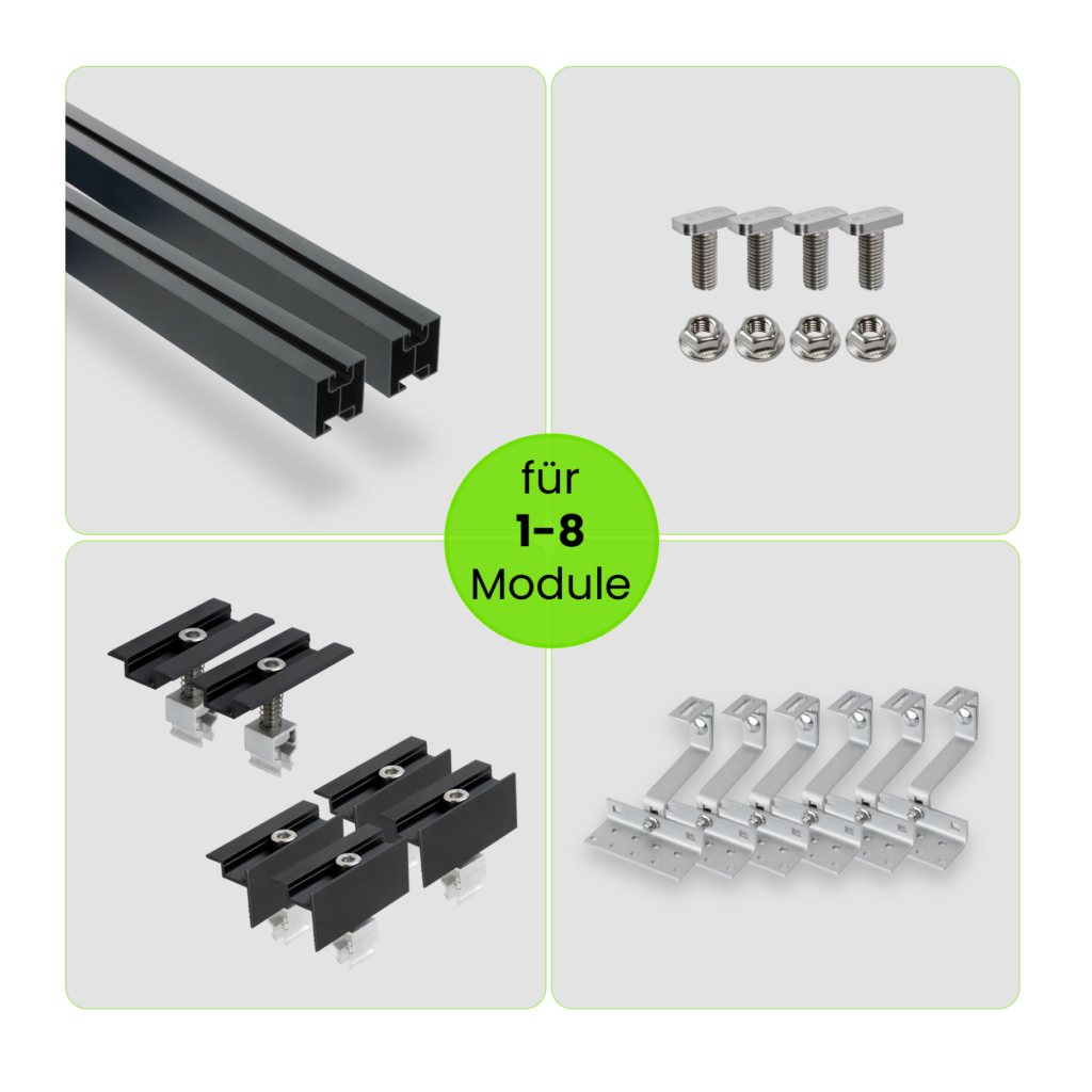Schwarzes Schrägdach Montageset 1-8 Module